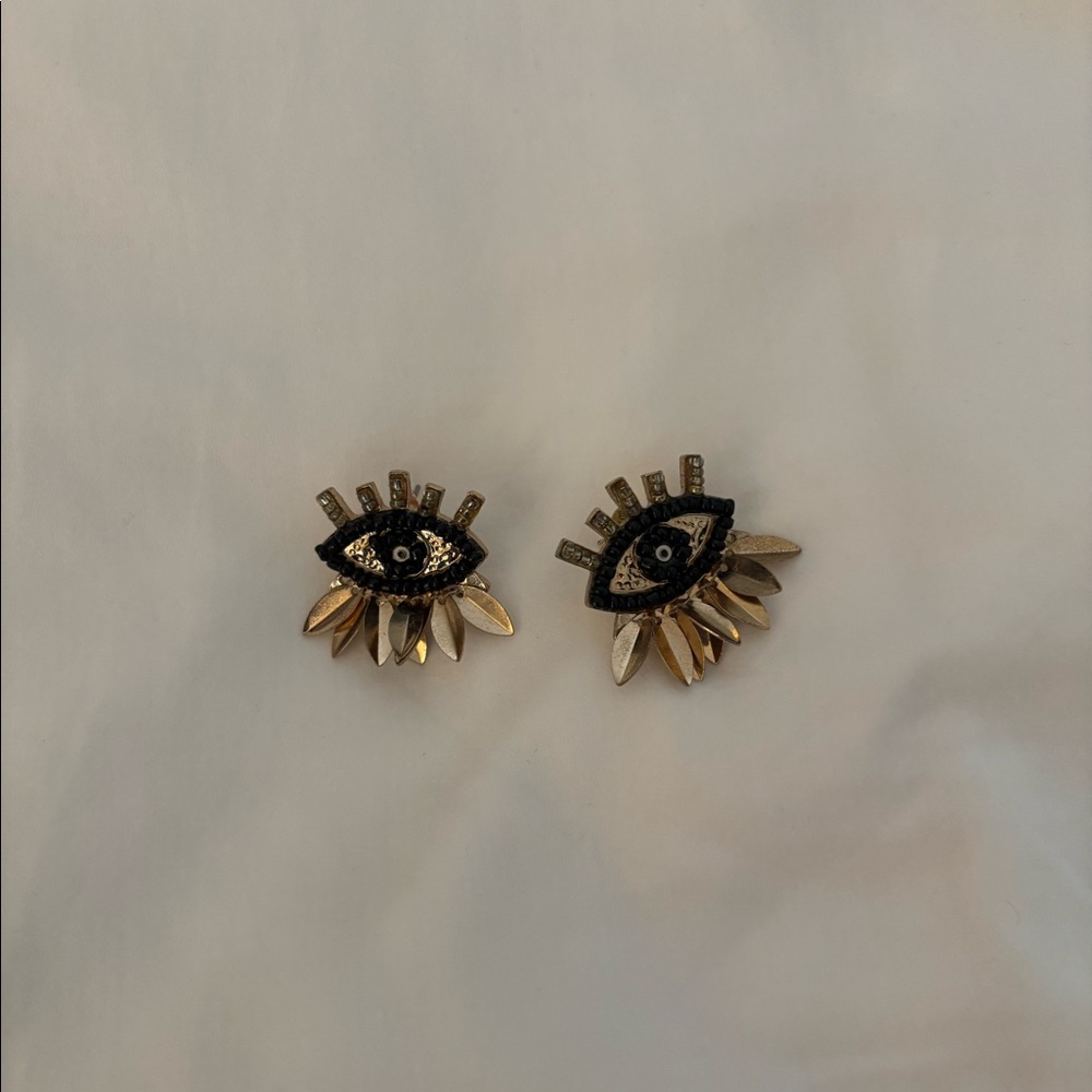 Gold and Black Eye Earrings